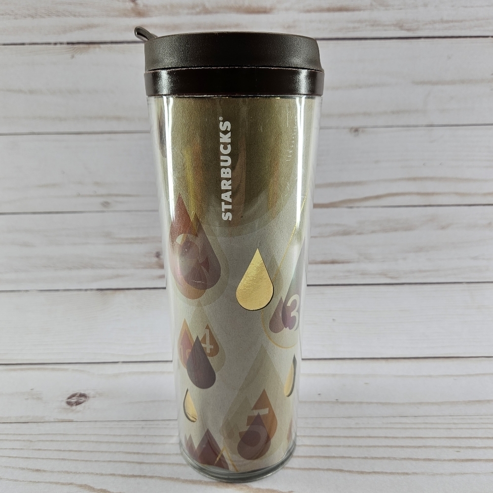 Starbucks Numbers Drips Drops Travel Tumbler 2012 Coffee Refill Cup 16oz